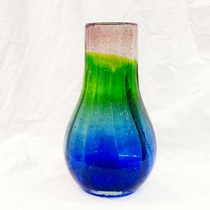 Vintage Hand-Blown Tall Art Glass Ombre Collectible Vase